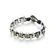 Double peridot and leather bracelet