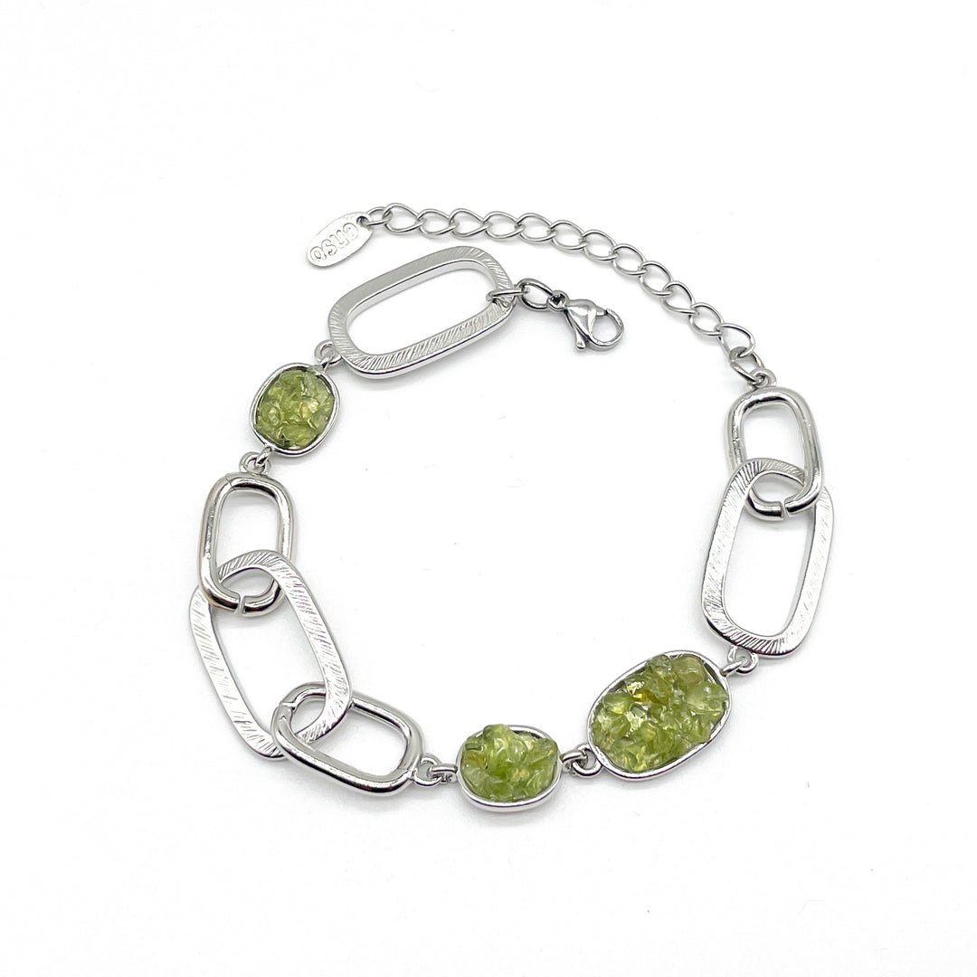 Pulsera de eslabones y chips de olivina