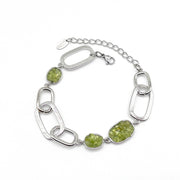 Peridot chip link bracelet
