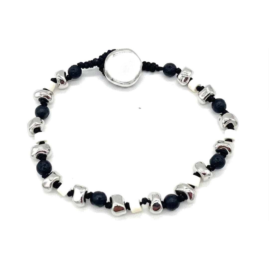 Pulsera de lava, cristal y cuero