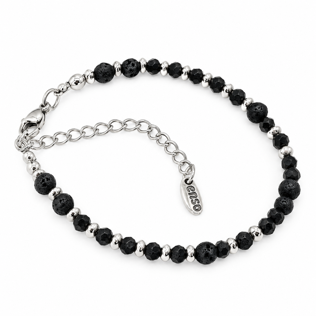 Pulseira lava e cristal aço