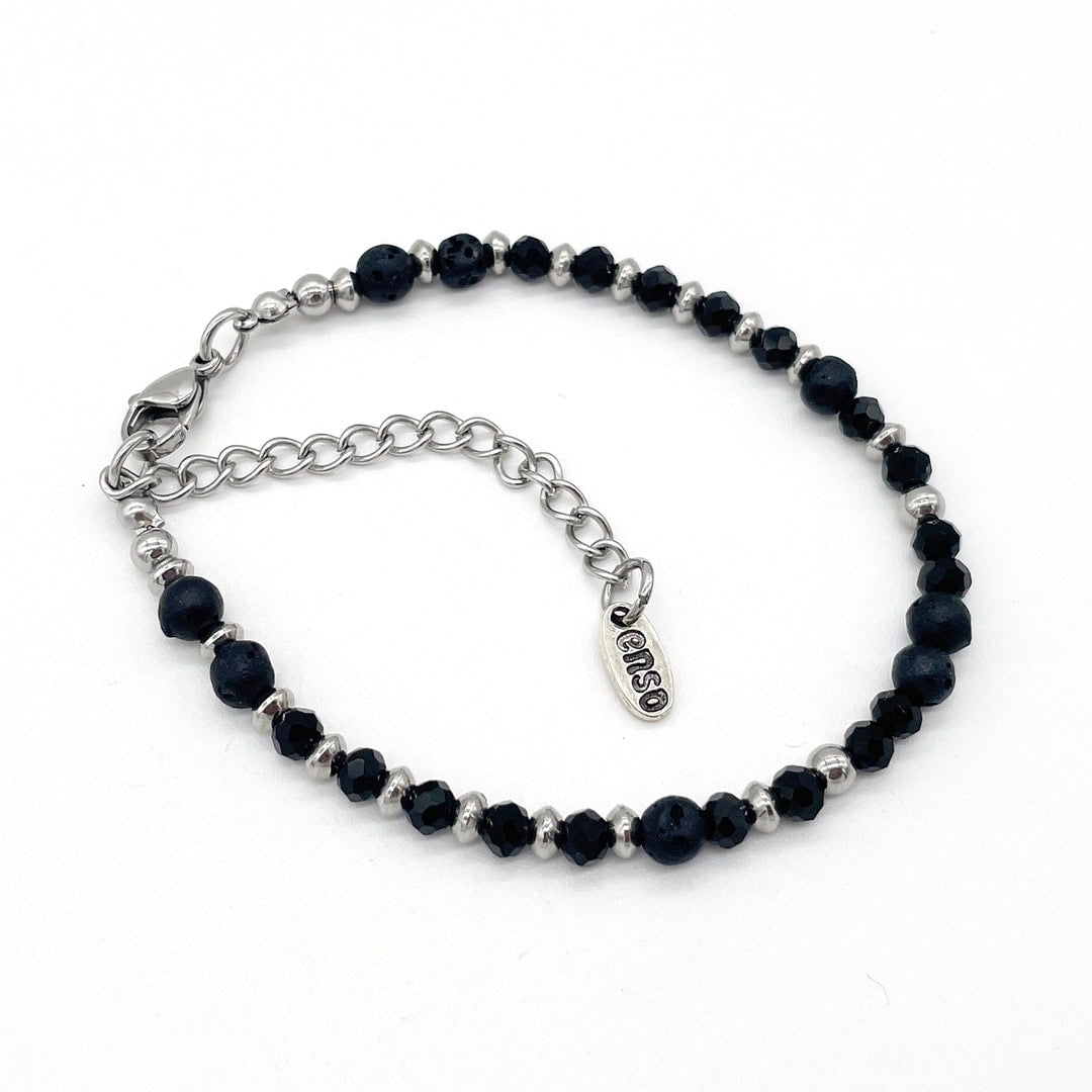 Pulsera lava y cristal acero