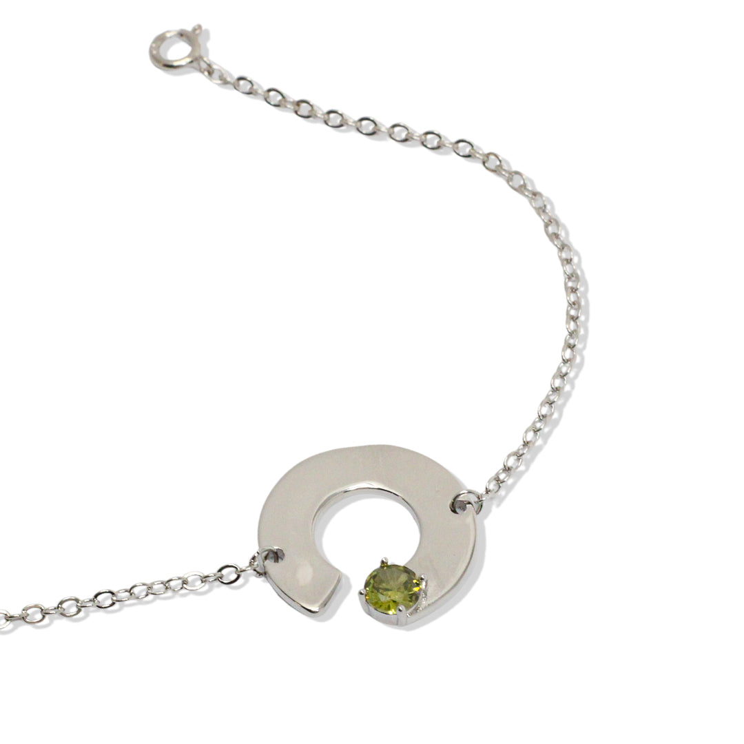Pulsera de plata con olivina, otra vista