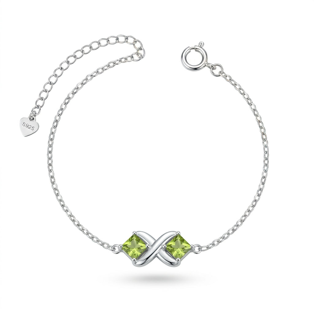 Pulsera de Plata con Olivina Engarzada en Diseño X