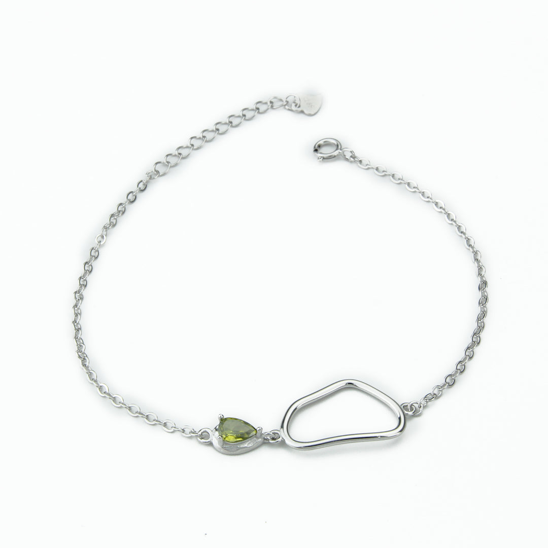 Pulsera de Plata con Olivina Engarzada