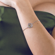 Sterling silver peridot circle and bar bracelet