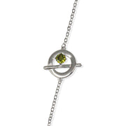 Sterling silver peridot circle and bar bracelet, another view