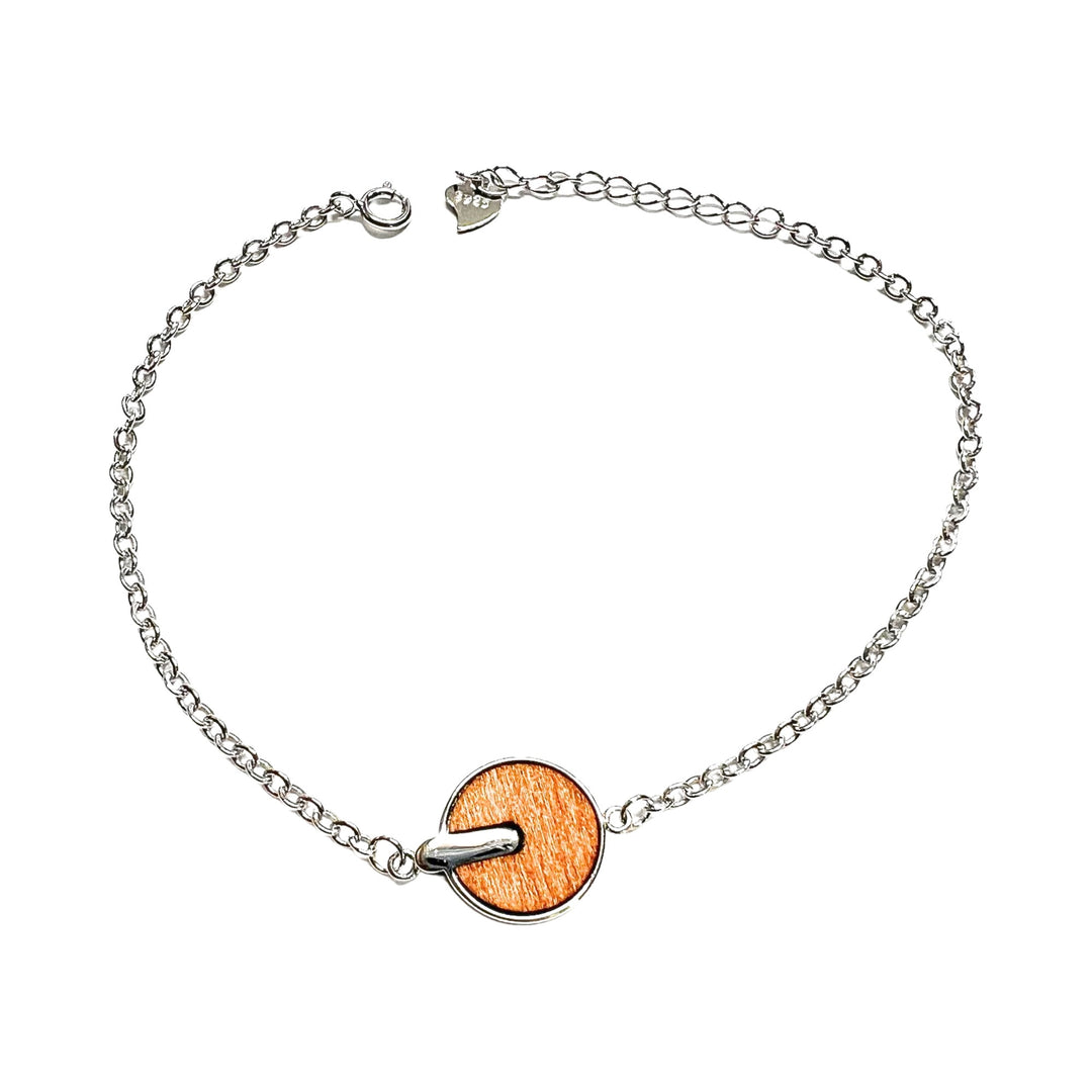 Pulsera de plata con círculo de palmera