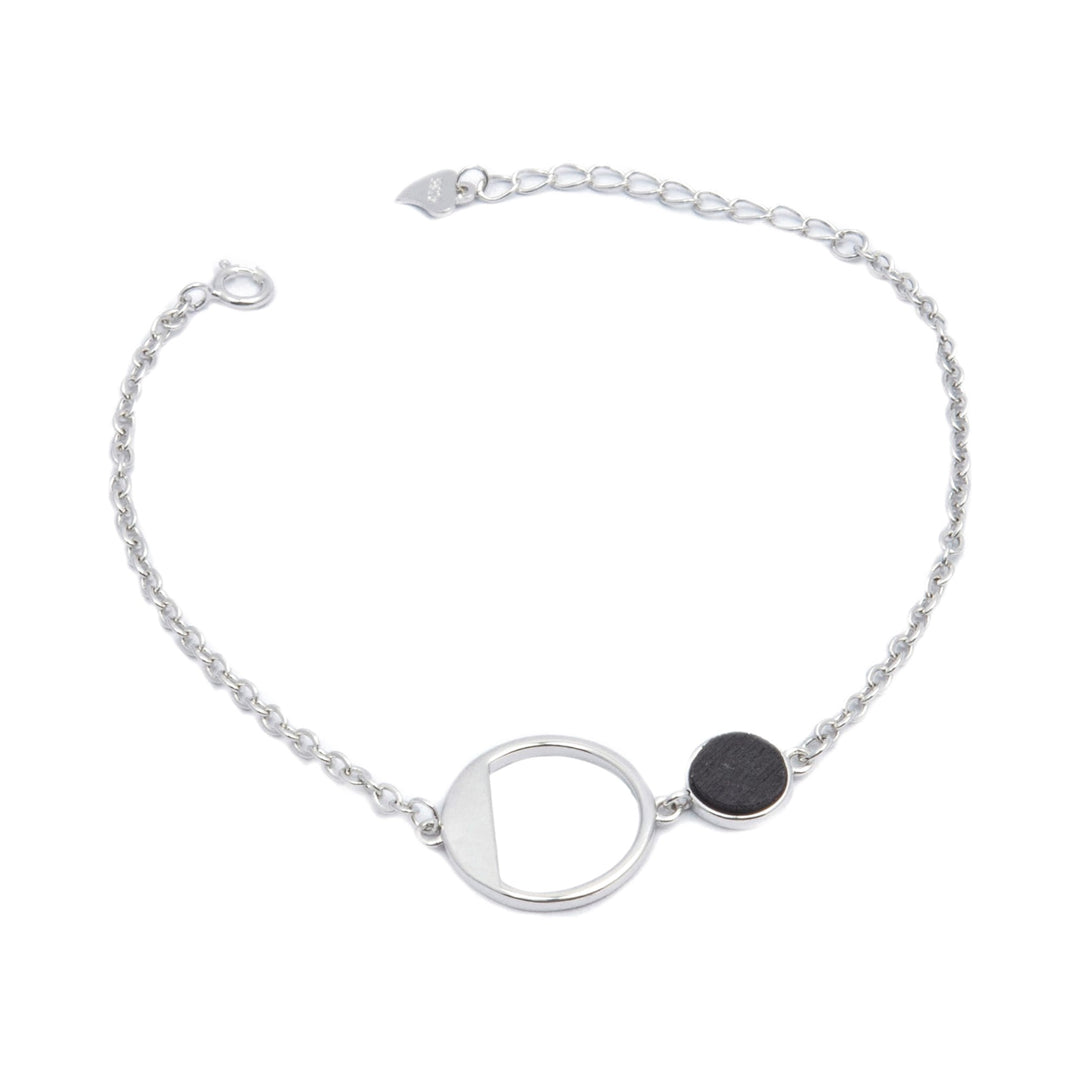 Pulsera de plata y madera de palmera circular