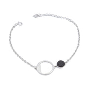 Sterling silver and palm wood circle bracelet