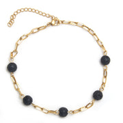 Pulsera baño de oro con bolas de lava