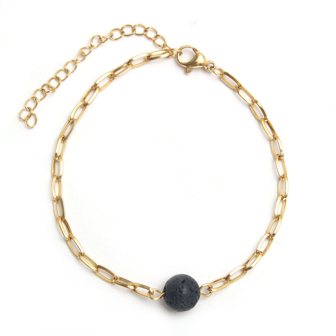 Pulsera de acero con baño de oro y lava