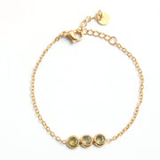 Pulsera de acero con baño de oro III olivinas