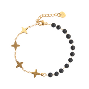 Gold-plated steel star and lava bracelet