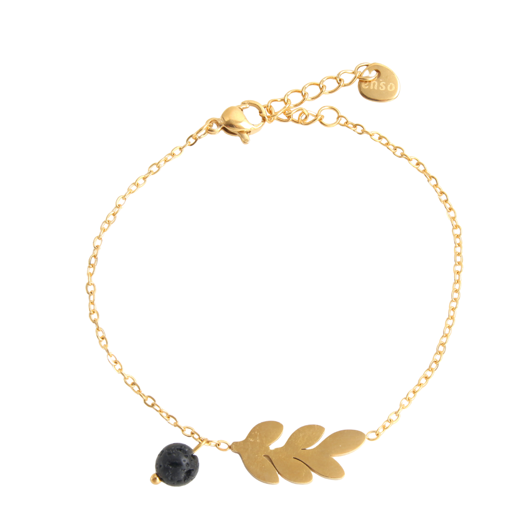 Pulsera baño de oro con espiga y lava