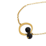 Gold-plated steel circle and lava bracelet, another view