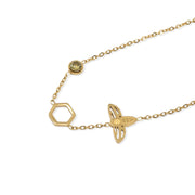 Gold-plated steel hexagon peridot bracelet, another view