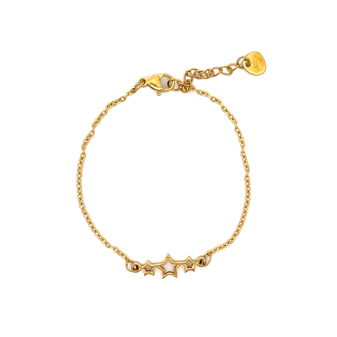 Pulsera de acero baño de oro con estrellas