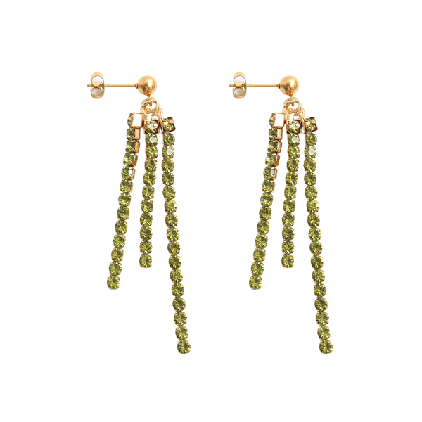  Pendientes Acero baño oro olivinas