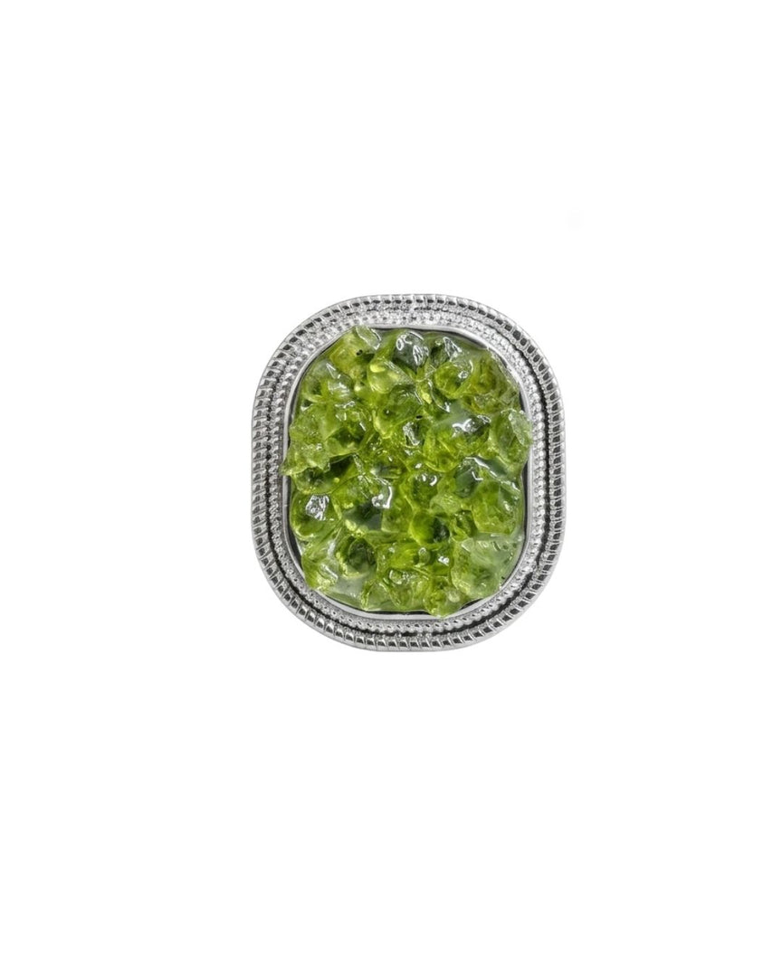 Peridot medal silver ring