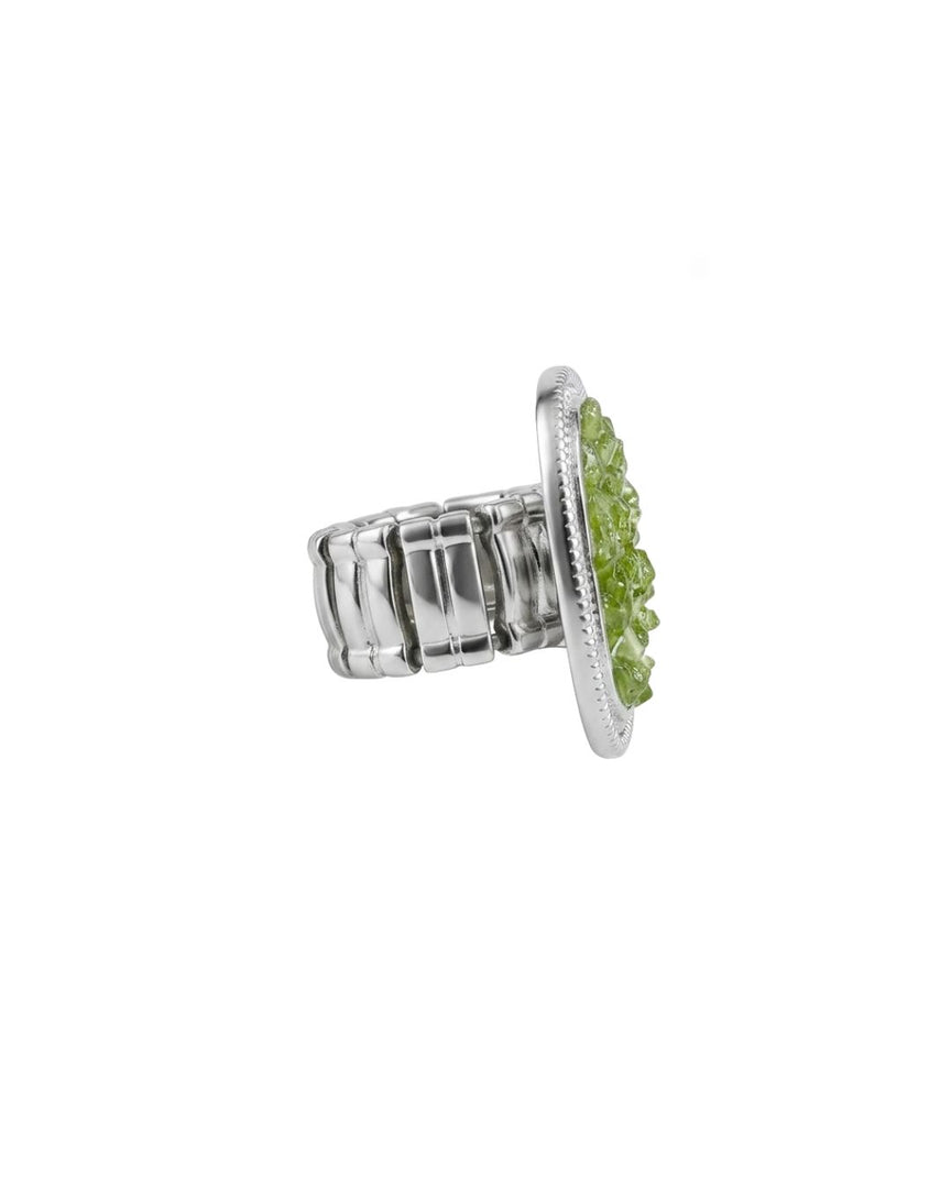 Peridot medal silver ring