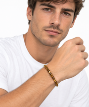 Bracciale in cocco e acciaio placcato oro