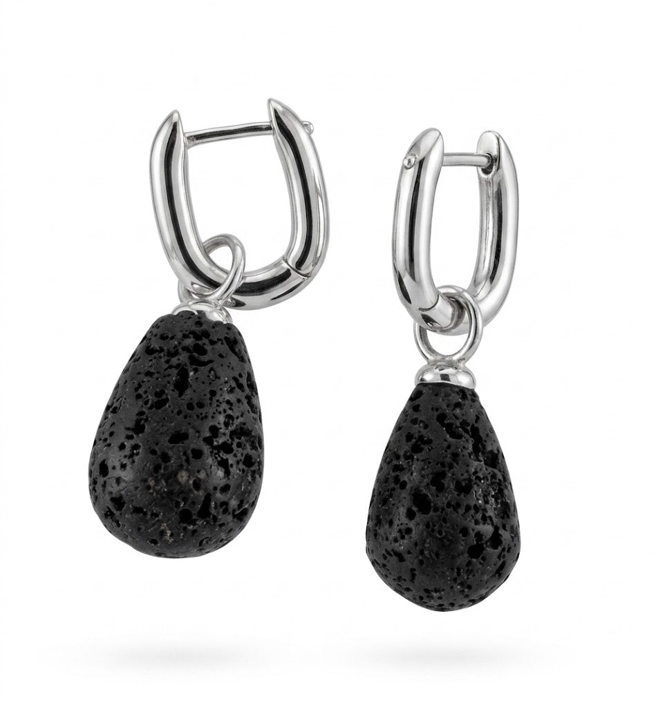 Pendiente plata gota lava