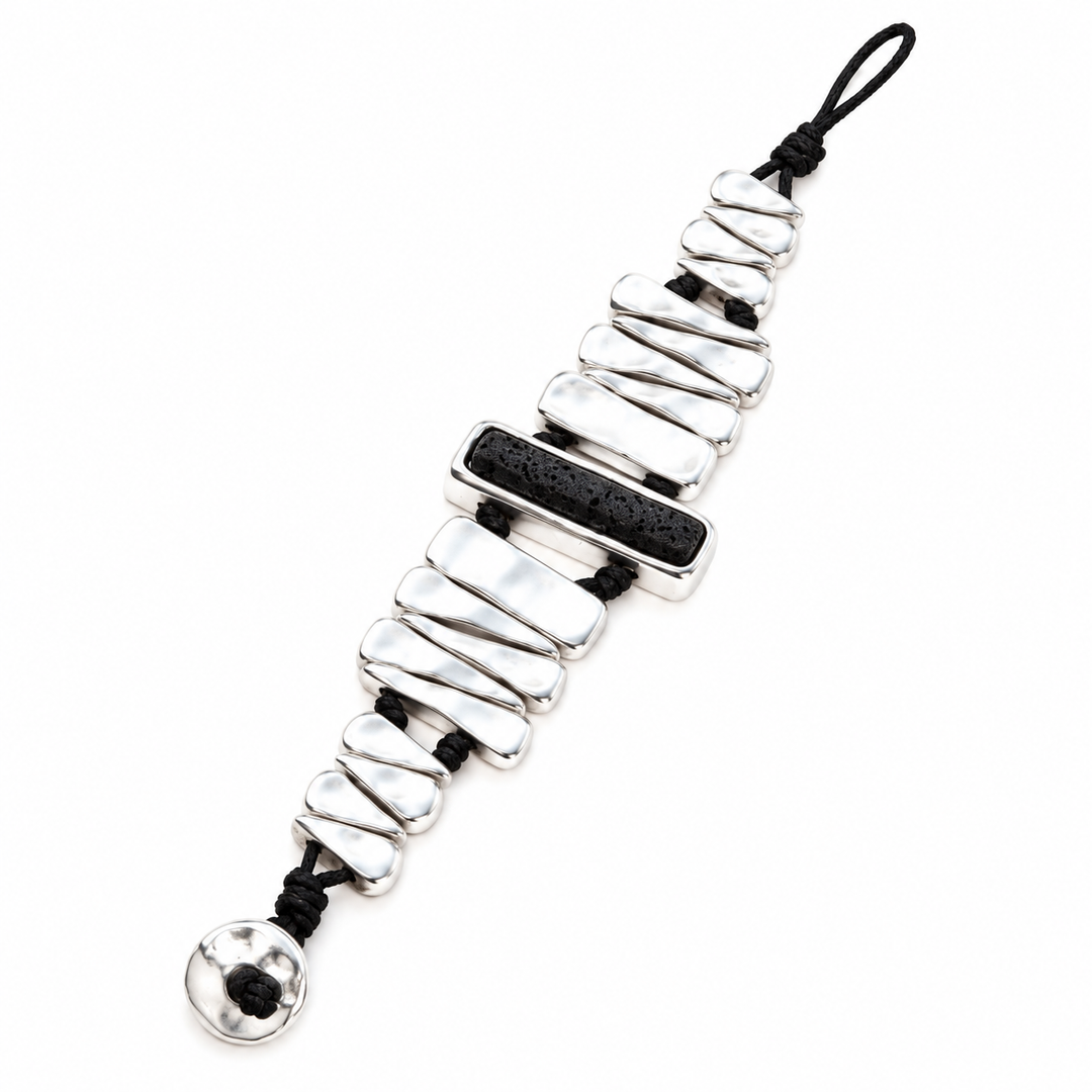 Bracciale argentato rettangolo lava