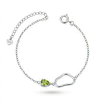 Load image into Gallery viewer, Silver Bracelet with Crimped Peridot
