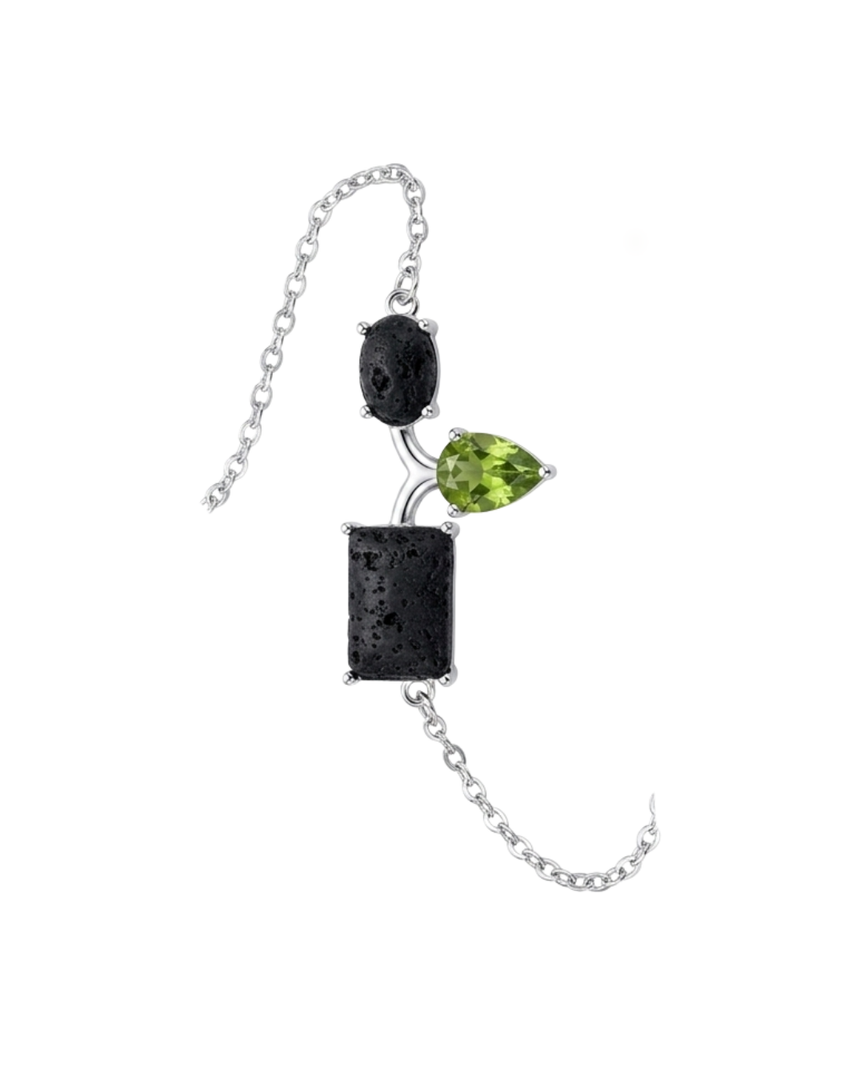 Pulsera plata lava y olivina tentónica