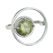 Anillo de plata con doble círculo de olivina