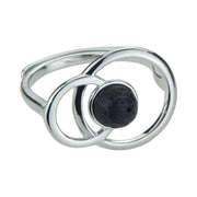Anillo de plata con doble círculo II y lava volcánica