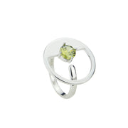 Anillo plata olivina circulo