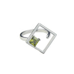Load image into Gallery viewer, Anillo plata olivina rombo
