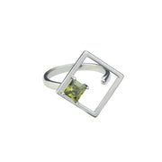 Anillo plata olivina rombo