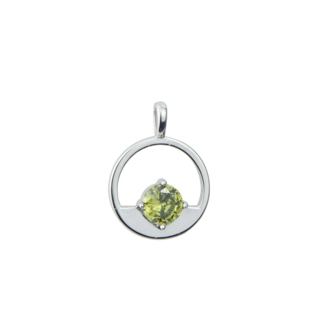 Colgante circular de plata con olivina, detalle