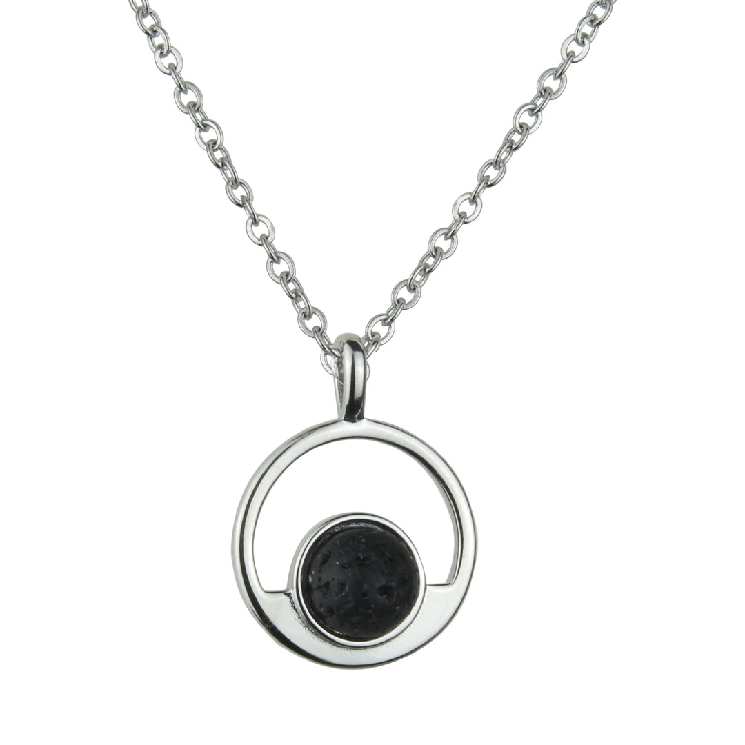 Colgante de plata con círculo de lava volcánica