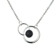 Colgante de plata con lava circulo doble 2