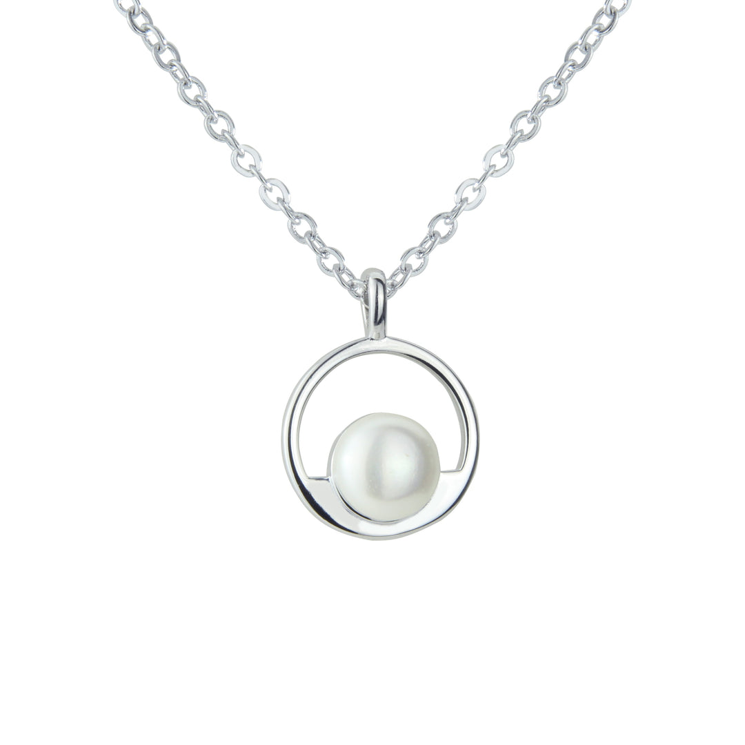 Colgante de plata y perla circulo