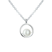 Colgante de plata y perla circulo