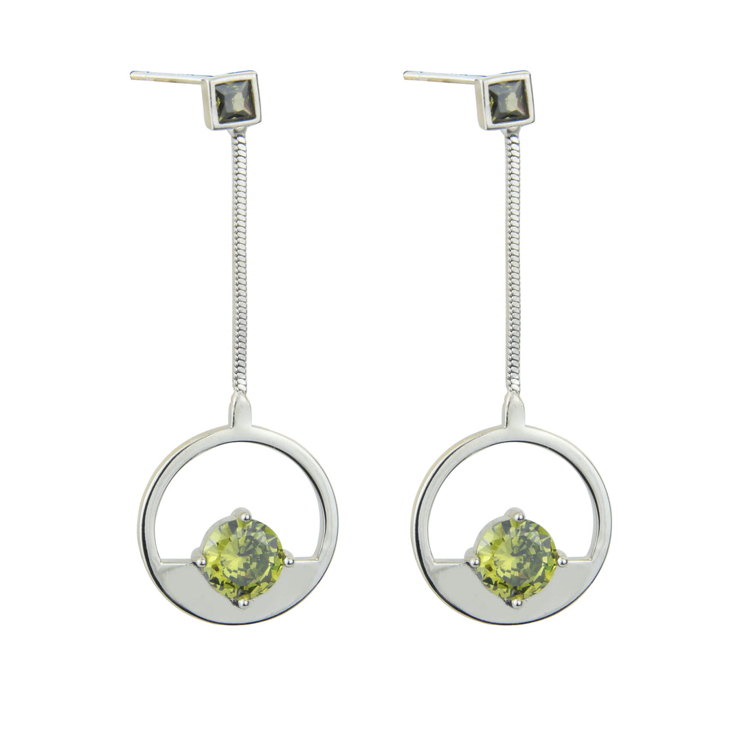 Pendientes de plata con círculo de olivina