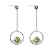 Sterling silver earrings with a peridot circle