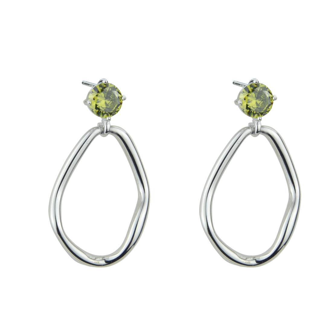Pendientes de plata con olivina engarzada