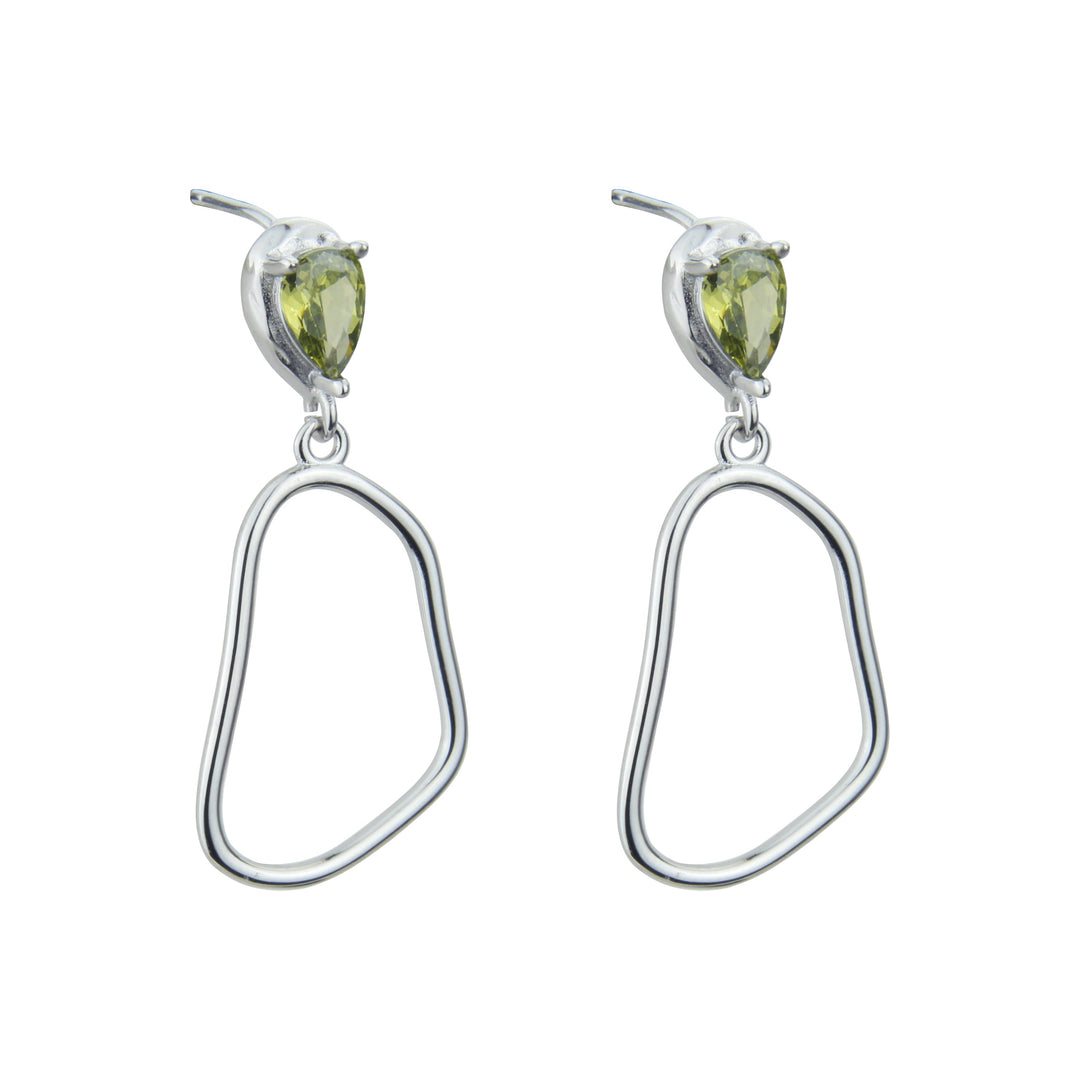 Pendientes de plata con olivina engarzada