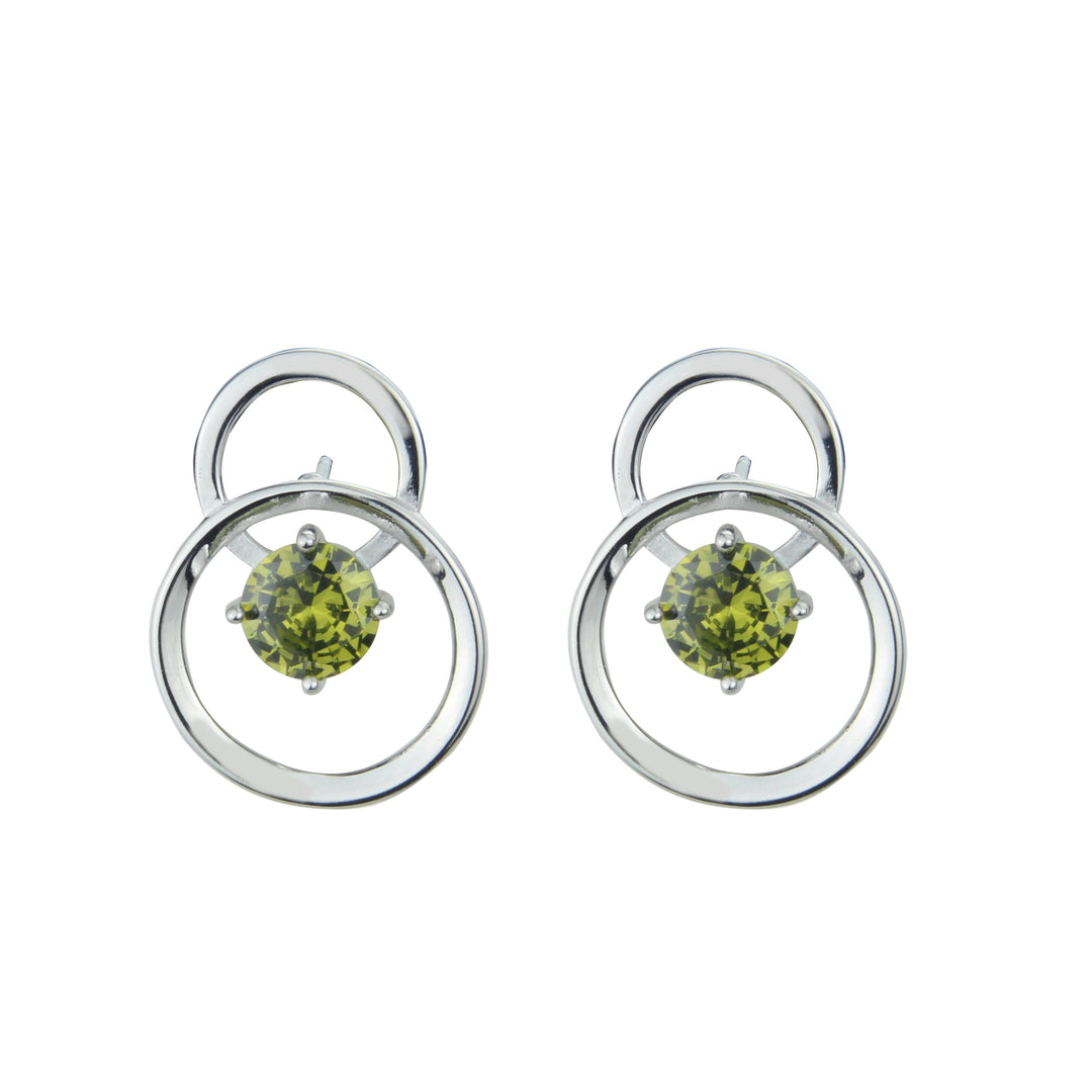 Pendientes de plata con doble círculo de olivina