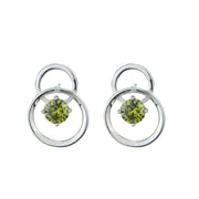 Pendientes de plata con doble círculo de olivina