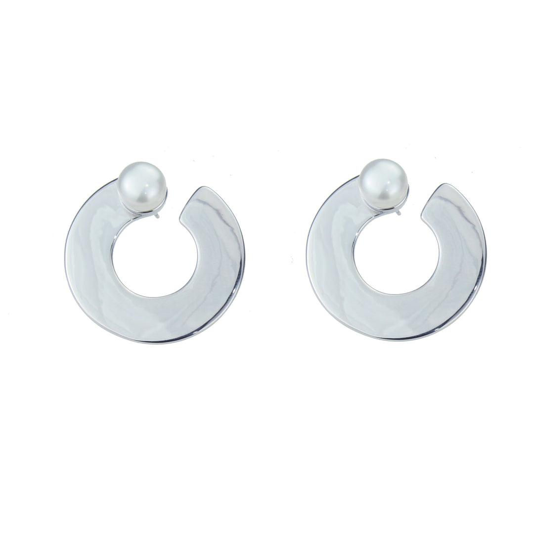 Pendientes de plata con perla, diseño Enso