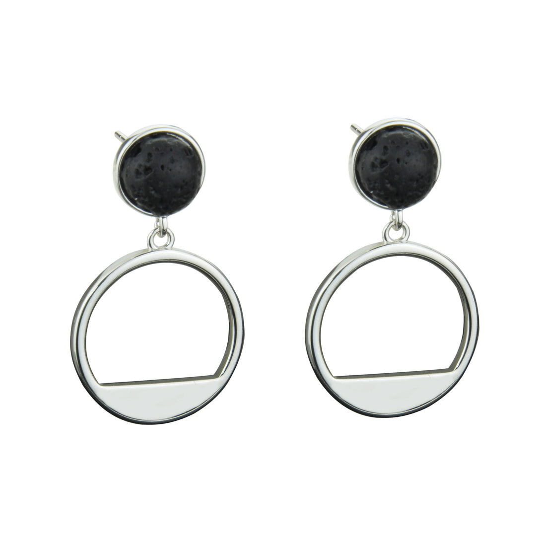 Pendientes de plata con lava volcánica