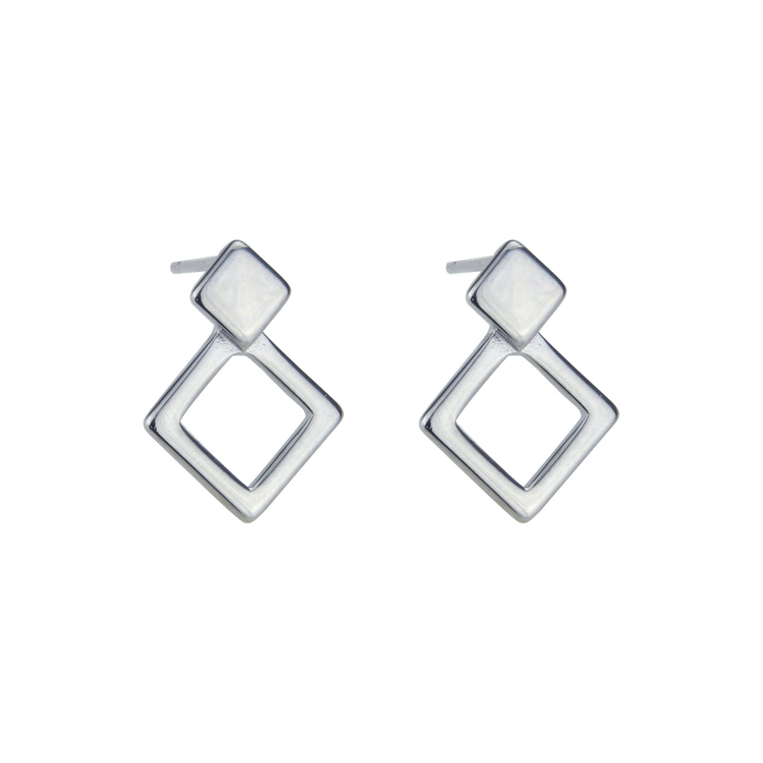 Pendientes de plata en forma de rombo