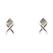 Pendientes de plata con olivina en forma de X barroca